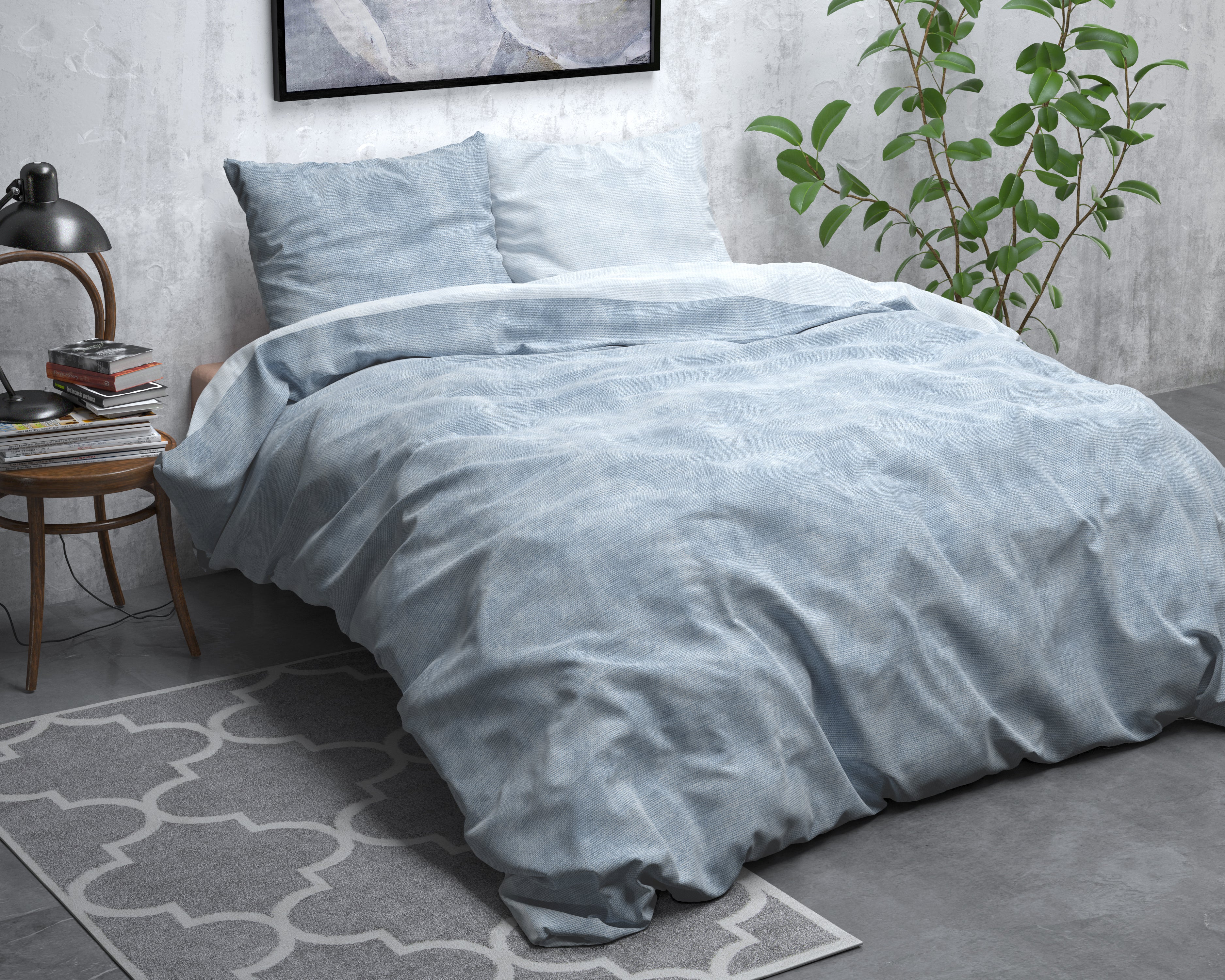 Flanel Washed Cotton Blauw