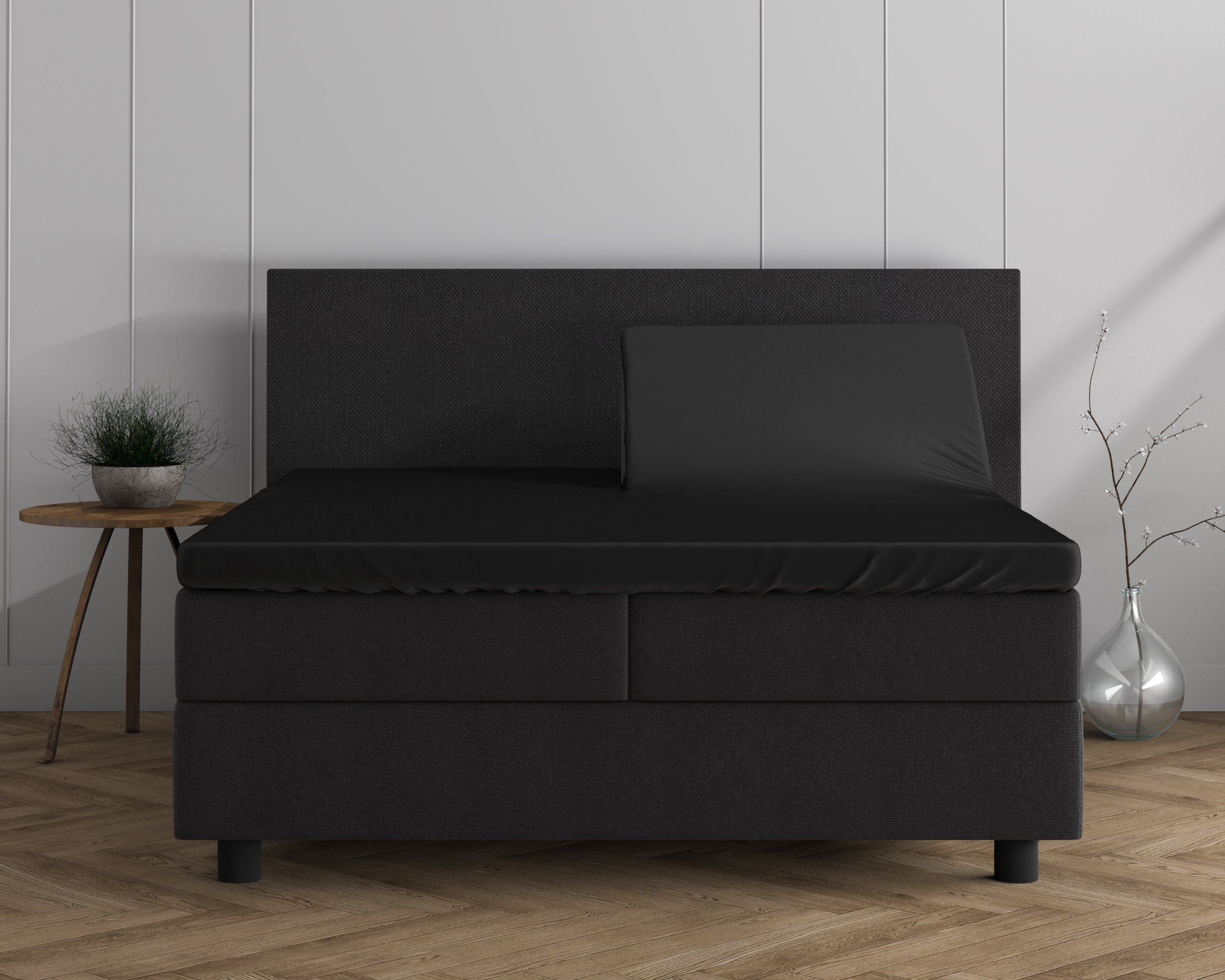 Dubbel Jersey 220 gr. Splittopper Hoeslaken Zwart