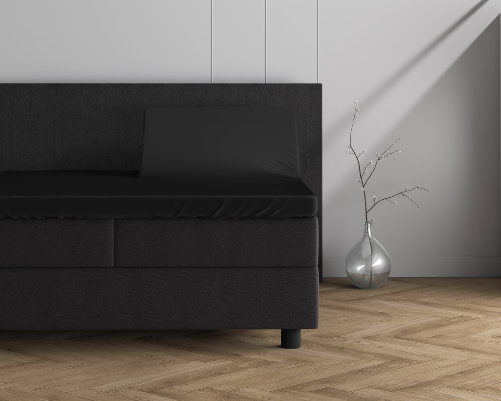 Dubbel Jersey 220 gr. Splittopper Hoeslaken Zwart