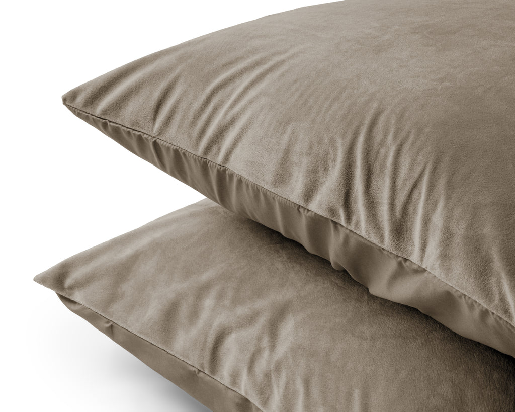 Velvet 2 in 1 kussenslopen Taupe/Grijs 60 x 70