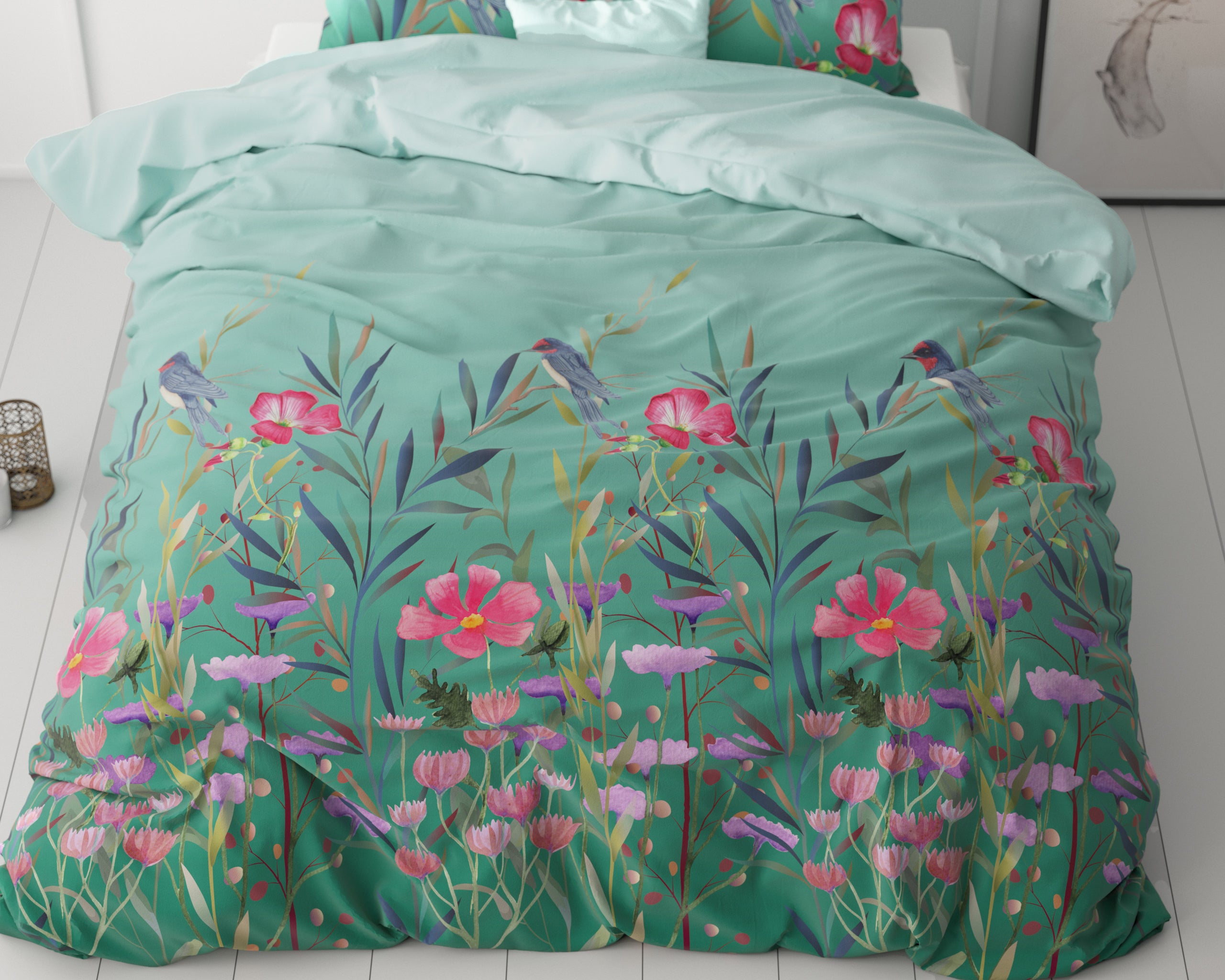 Flower & Birds Turquoise