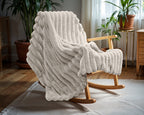 Rib Rabbit Fur Plaid Ecru
